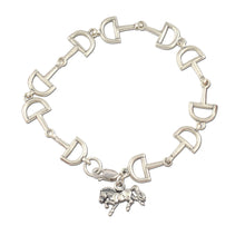 Load image into Gallery viewer, Horse Snaffle Bit Link Bracelet with Horse charm - sterling silver - Horse Jewelry