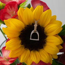 Load image into Gallery viewer, Horse Stirrup Pendant - English Stirrups and Leathers - 14K TT gold with diamonds