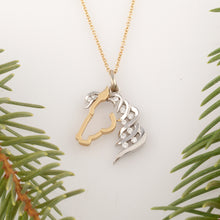 Load image into Gallery viewer, Horse Pendant Necklace - Horse Silhouette Pendant 14K TT gold  with diamonds