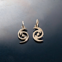 Load image into Gallery viewer, Hurricane charm front and back view - sterling silver - hurricane charm on o-ring - ocean jewelry