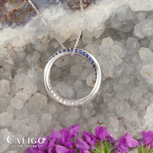 Load image into Gallery viewer, Mobius Wave Necklace - 14K WG Diamond and Sapphire Necklace Wave Jewelry Eternity Necklace Ocean Jewelry