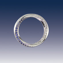 Load image into Gallery viewer, Mobius Wave Necklace - 14K WG Diamond and Sapphire Necklace Wave Jewelry Eternity Necklace Ocean Jewelry