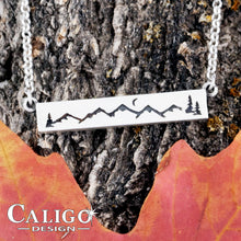 Load image into Gallery viewer, mountain bar necklace mountain scene mountain jewelry