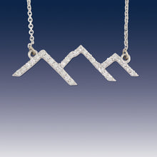 Load image into Gallery viewer, Diamond mountain silhouette necklace pave diamond mountain diamond mountain mountain necklace mountain jewelry