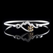 Load image into Gallery viewer, Mountain Bracelet with Snowflake - Wire Bracelet - Sterling Silver 10K YG Diamond