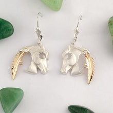 Load image into Gallery viewer, sterling silver horse earrings with cut out indian head - Indian Head Horse Earrings - Native American Horse Jewelry - Horse Jewelry