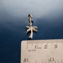 Load image into Gallery viewer, Palm Tree charm - sterling silver palm tree on coral spacer - palm tree jewelry bracelet charm beach charm