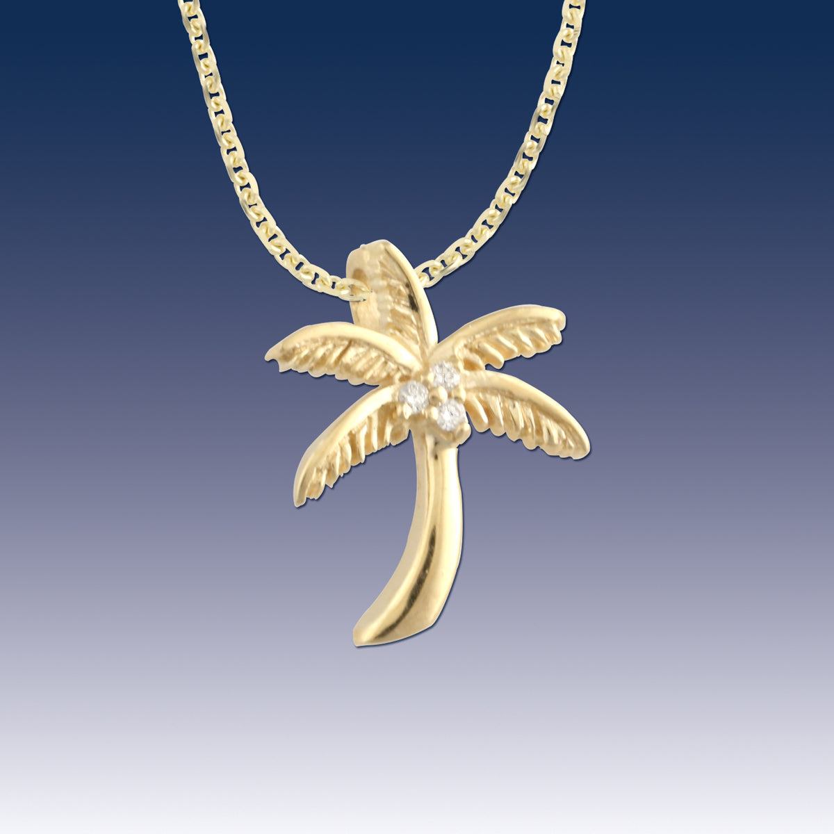 14k Gold Palm Palm Leaf Jewelry Palm Tree With Diamond Coconuts