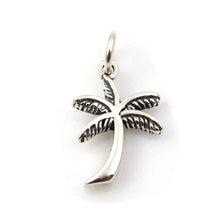 Load image into Gallery viewer, Palm Tree charm - sterling silver palm tree on coral spacer - palm tree jewelry bracelet charm beach charm