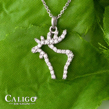 Load image into Gallery viewer, Moose Pendant Necklace - Diamond Pave - 14K WG Diamond