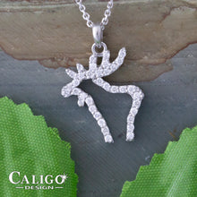 Load image into Gallery viewer, Moose Pendant Necklace - Diamond Pave - 14K WG Diamond