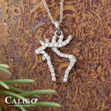 Load image into Gallery viewer, Moose Pendant Necklace - Diamond Pave - 14K WG Diamond
