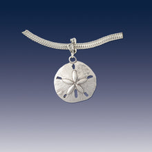 Load image into Gallery viewer, sand dollar charm on coral spacer beach charms beach jewelry sterling silver