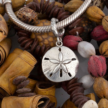 Load image into Gallery viewer, sand dollar charm on coral spacer beach charms beach jewelry sterling silver