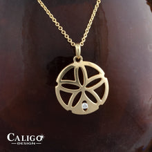 Load image into Gallery viewer, Single diamond sand dollar necklace 14K gold sand dollar necklace sand dollar jewelry