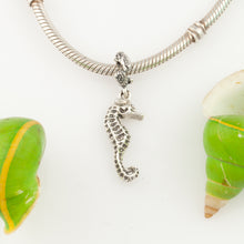 Load image into Gallery viewer, Seahorse Charm - sterling silver seahorse charm on o-ring - seahorse jewelry - sea life jewelry beach jewelry