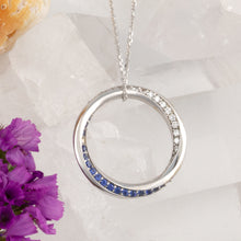 Load image into Gallery viewer, Mobius Wave Necklace - 14K WG Diamond and Sapphire Necklace Wave Jewelry Eternity Necklace Ocean Jewelry