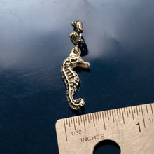Load image into Gallery viewer, Seahorse Charm - sterling silver seahorse charm on coral spacer - seahorse jewelry - sea life jewelry beach jewelry