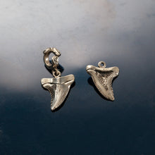 Load image into Gallery viewer, shark tooth charm  - front and back view - sterling silver shark jewelry bracelet charms