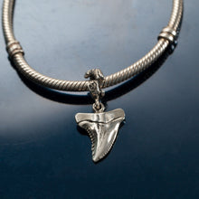 Load image into Gallery viewer, Shark Tooth Charm Bead on Coral Spacer Bead Sterling Silver