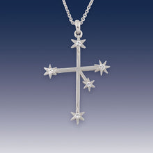 Load image into Gallery viewer, southern cross star necklace 14K WG diamonds starjewelry