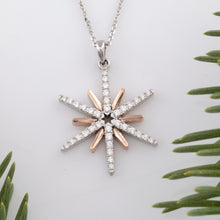Load image into Gallery viewer, Star Pendant Necklace - 14K WG and RG Diamond Star Necklace - Star Jewelry