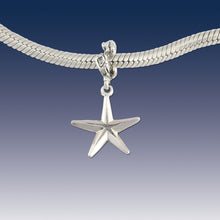 Load image into Gallery viewer, starfish charm - beach starfish bracelet charm on coral spacer - fits on pandora style bracelets - beach charms