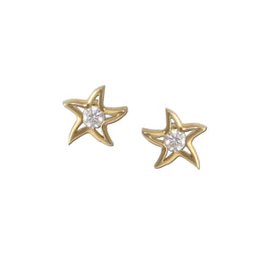 diamond starfish stud earrings in 14K white or yellow gold starfish jewelry