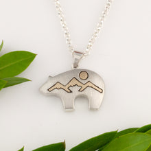 Load image into Gallery viewer, Bear Mountain Pendant Necklace - Sterling Silver 10K YG