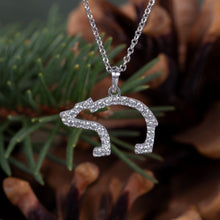 Load image into Gallery viewer, Diamond Bear Pendant Necklace - 14K Gold with Diamonds - Bear Jewelry
