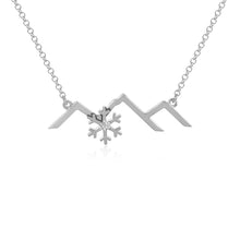 Load image into Gallery viewer, Mountain with Snowflake Pendant Necklace -   Sterling Silver with Crystal - Mountain Jewelry
