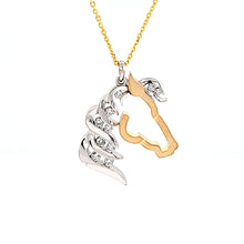 Load image into Gallery viewer, Diamond Silhouette Horse Pendant Necklace  - 14K TT Gold with Diamonds - Horse Jewelry
