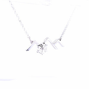 Mountain with Snowflake Pendant Necklace -   Sterling Silver with Crystal - Mountain Jewelry