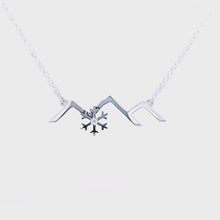 Load and play video in Gallery viewer, Mountain with Snowflake Pendant Necklace -   Sterling Silver with Crystal - Mountain Jewelry
