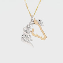Load and play video in Gallery viewer, Diamond Silhouette Horse Pendant Necklace  - 14K TT Gold with Diamonds - Horse Jewelry
