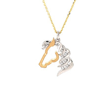 Load image into Gallery viewer, Diamond Silhouette Horse Pendant Necklace  - 14K TT Gold with Diamonds - Horse Jewelry
