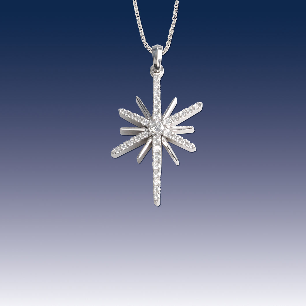 Diamond Star Necklace - 14K White gold diamond star - star jewelry - sky necklace