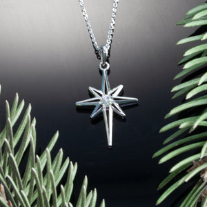 North Star Diamond Necklace - North Star Jewelry - 14K White gold with Diamond - Star Jewelry - Sky Jewelry - North Star Jewelry