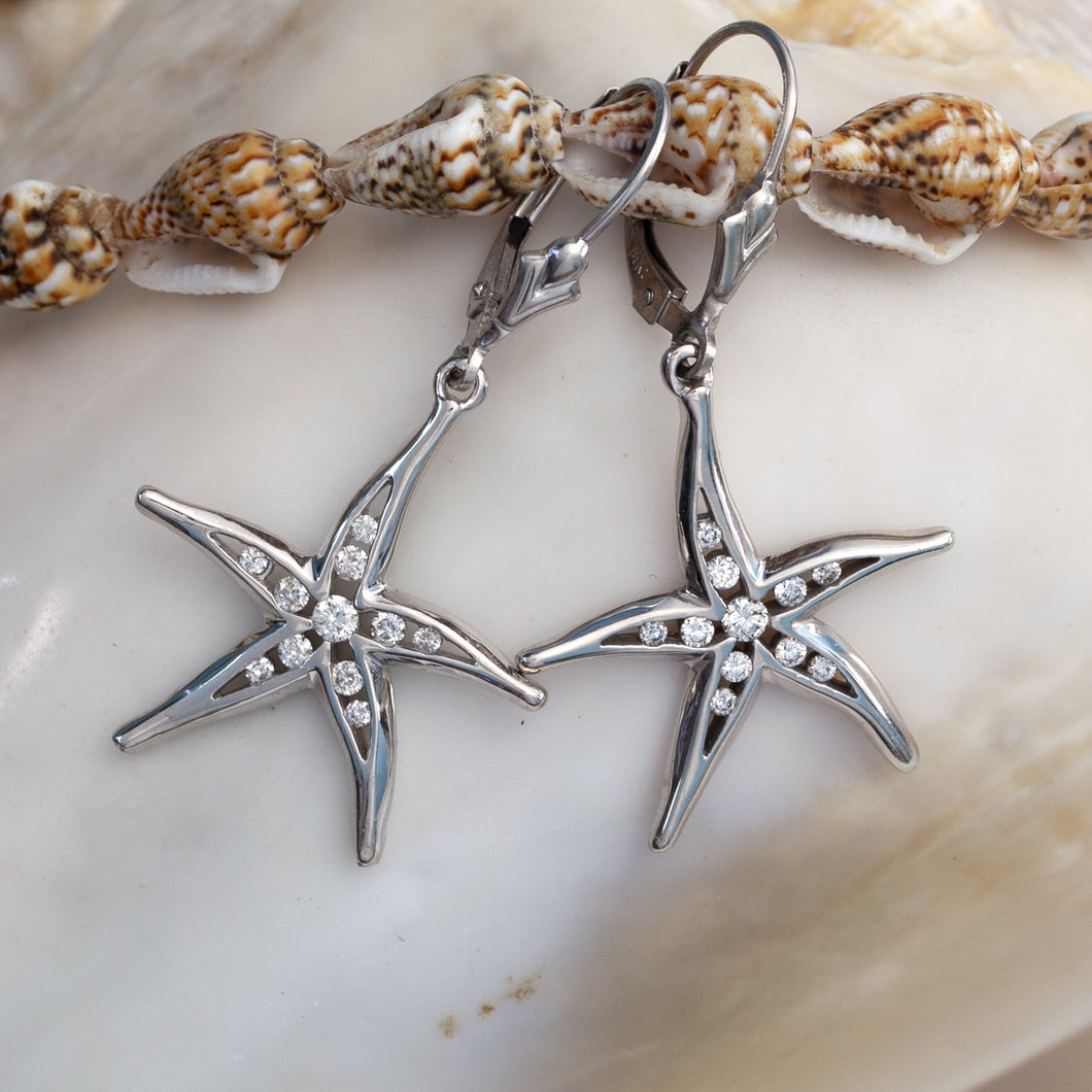 diamond starfish earrings .24 ctw diamonds starfish jewelry ocean life earrings