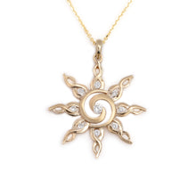 Load image into Gallery viewer, Sun Pendant Necklace - Spiral Sun - 14K gold with diamonds
