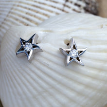 Load image into Gallery viewer, diamond starfish stud earrings in 14K white or yellow gold starfish jewelry
