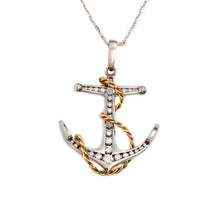 Load image into Gallery viewer, Anchor Pendant Necklace - 14K TT Gold and Diamonds  lARGE- Nautical Jewelry Ocean Jewelry
