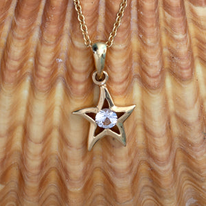 Starfish Necklace - Solitaire Diamond Starfish Pendant - Starfish Jewelry Beach Jewelry Beach Necklace