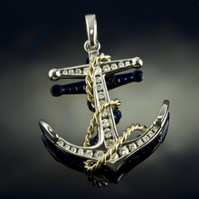 Load image into Gallery viewer, Anchor Pendant Necklace - 14K TT Gold and Diamonds - Nautical Jewelry Ocean Jewelry
