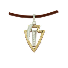 Load image into Gallery viewer, Arrowhead pendant necklace channel diamonds set 14K TT Gold and diamonds
