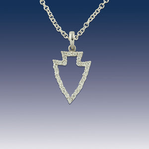 Arrowhead Pendant Necklace - Diamond Pave - 14K WG and Diamonds