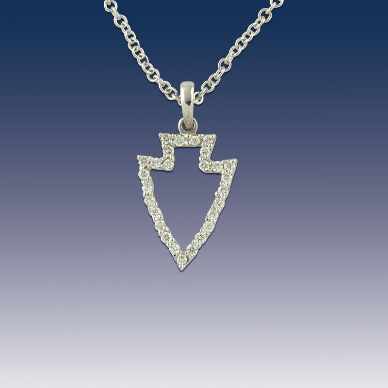 Arrowhead Pendant Necklace - Diamond Pave - 14K WG and Diamonds