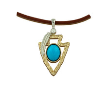 Load image into Gallery viewer, Arrowhead Pendant Necklace with Turquoise 14K TT Gold Diamond - Arrowhead Jewelry Native American Jewelry
