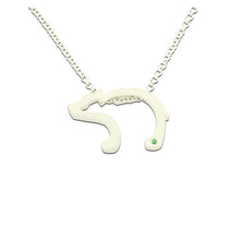 Load image into Gallery viewer, bear necklace sterling silver tsavorite garnet bear silhouette bear jewelry wild life jewelry
