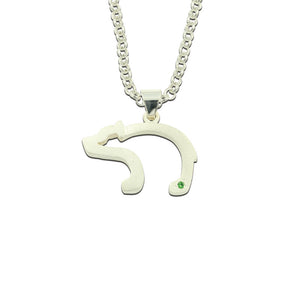bear necklace sterling silver with tsavorite garnet bear silhouette pendant bear jewelry